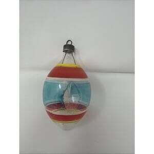 Vtg~ UNSILVERED~PREMIER~ Double Diamond Indent~ TEARDROP ~Glass Xmas Ornament